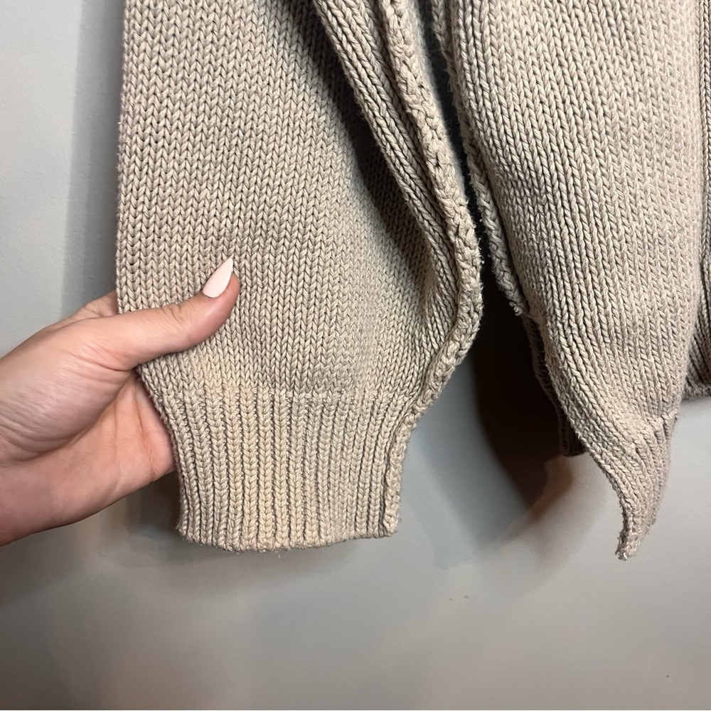 Zara Beige Knit Oversized Chunky Cardigan Medium - Picture 4 of 8